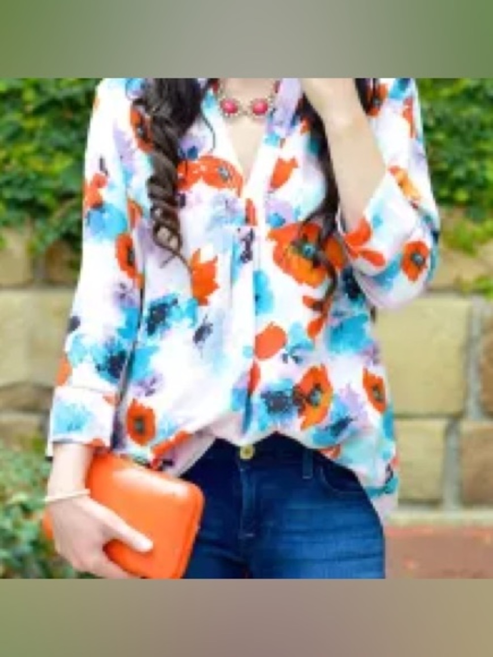 Rebecca taylor pressed poppy print 100% silk floral Print blouse 3/4 sleeve